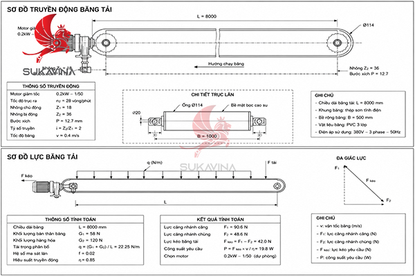 Bản vẽ sơ đồ truyền động và sơ đồ lực kéo băng tải phục vụ tính công suất motor Cách Tính Công Suất Motor Băng Tải 4.jpg (146 KB)