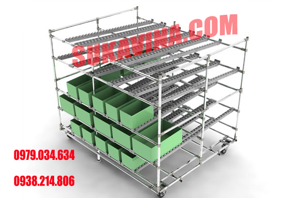 Kệ chứa hàng bằng con lăn nhựa