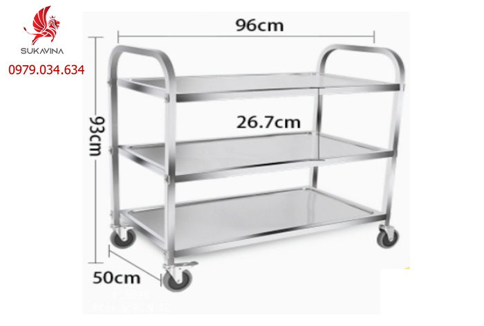 Xe đẩy hàng inox 304